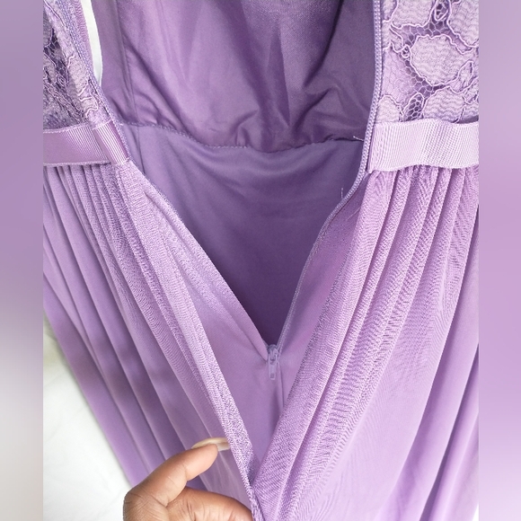 Women's purple David's bridal lace top flowy dress with slip - Picture 11 of 12